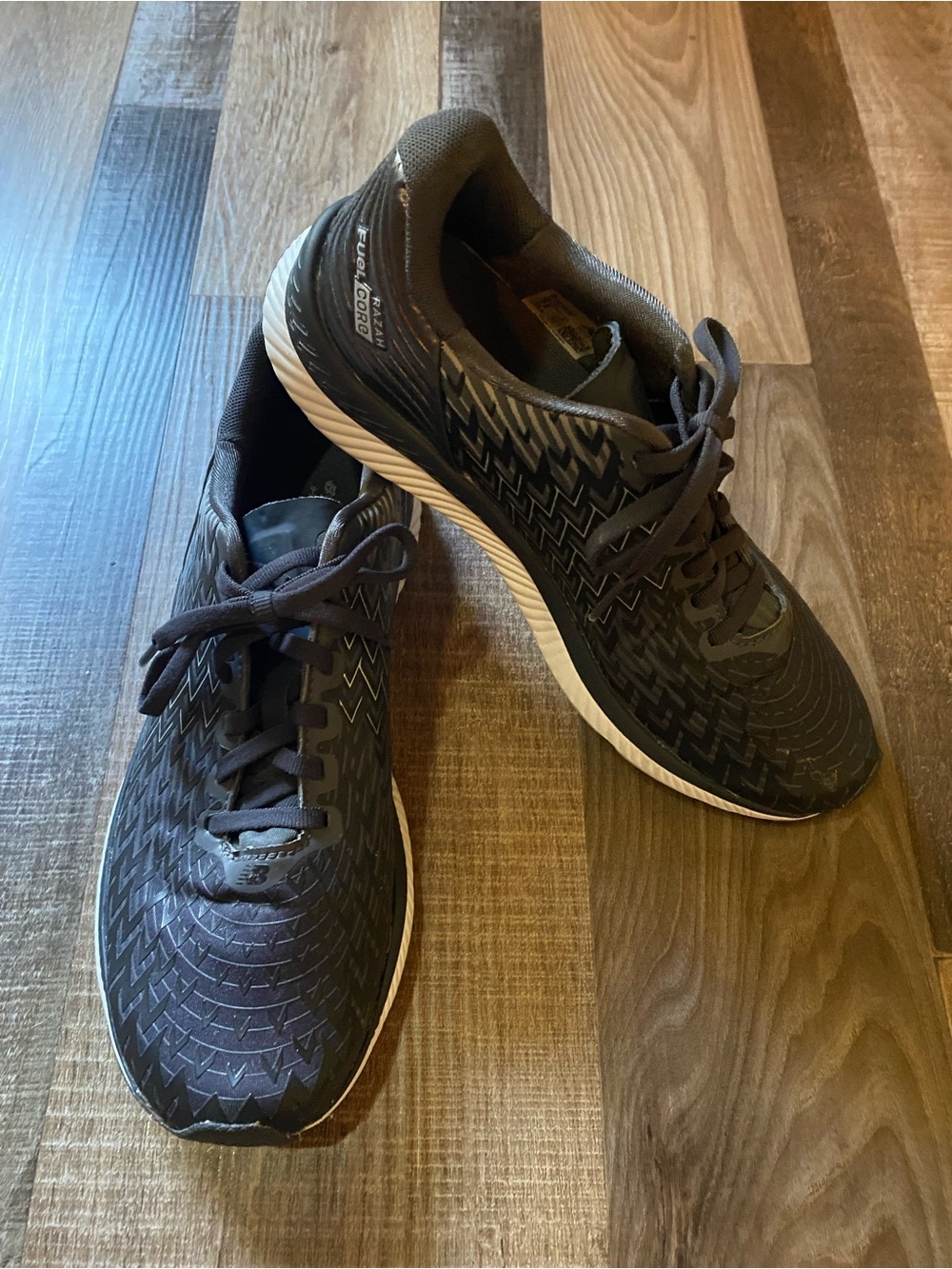New Balance Dark Gray Athletic Running Shoes with White Midsole
